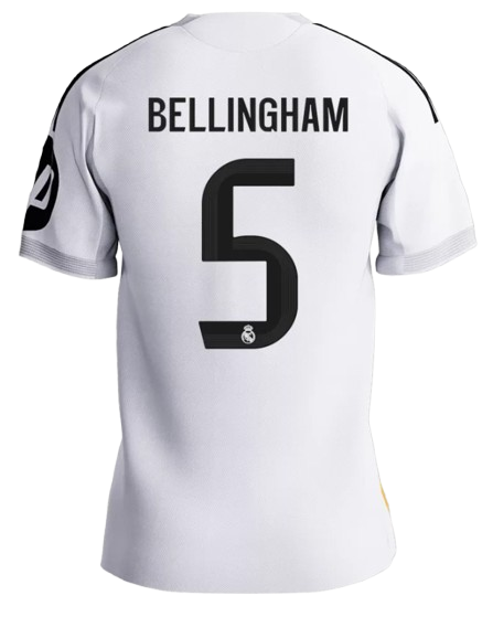 REAL MADRID BELLINGHAM #5 HOME SOCCER MATCH JERSEY 2025/26