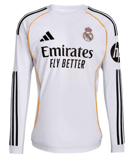 REAL MADRID HOME SOCCER LONG SLEEVES JERSEY REPLICA 2025/26