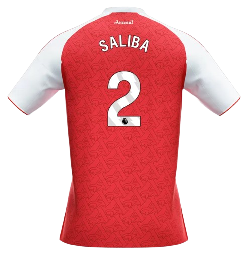 ARSENAL SALIBA #2 HOME SOCCER JERSEY REPLICA 2025/26