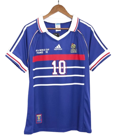 RETRO 1998 WORLD CUP ZIDANE #10 FRANCE HOME SOCCER JERSEY