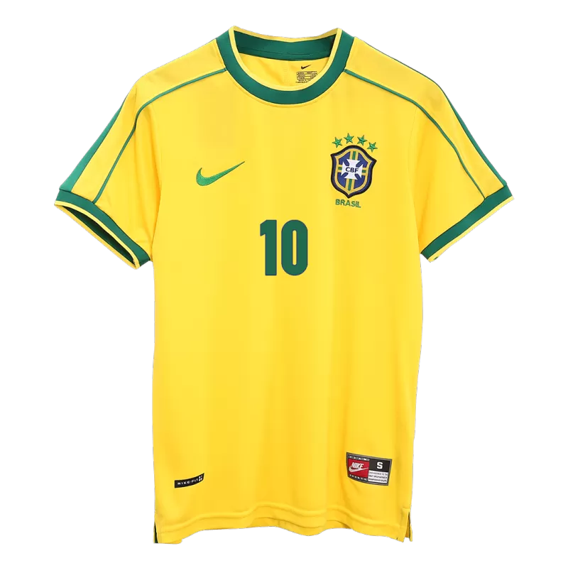 RIVALDO #10 Brazil Retro Jersey Home Soccer Shirt 1998 -World Cup